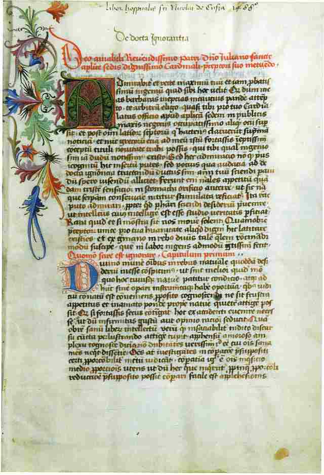 Der Anfang von De docta ignorantia in einer Handschrift aus dem Besitz des Verfassers